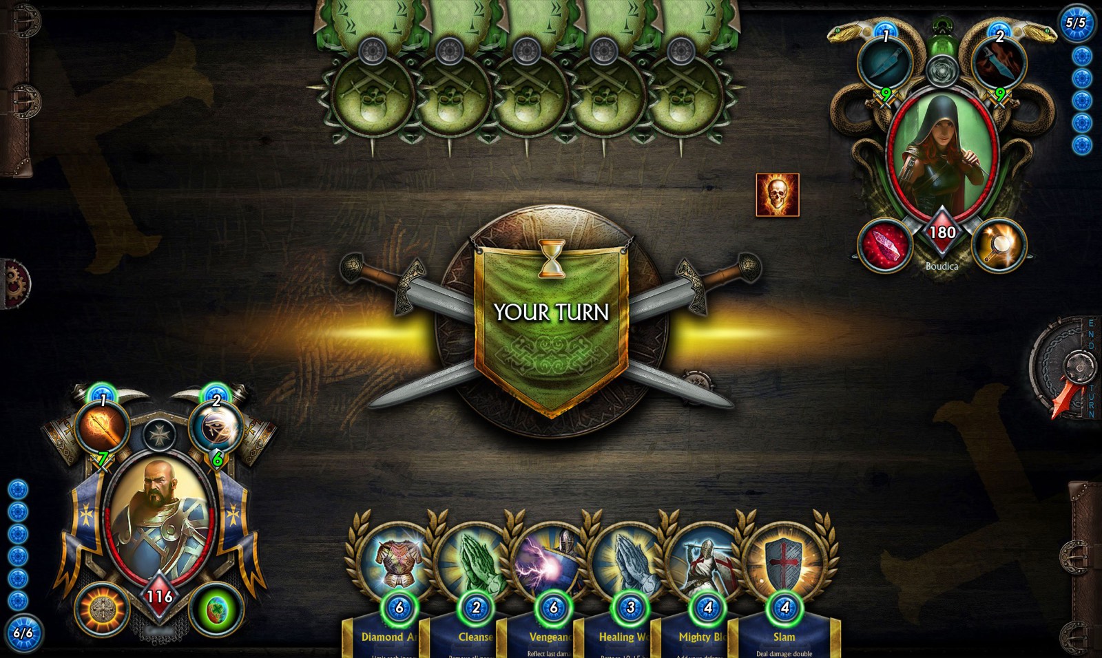 Weapons and shields on the board